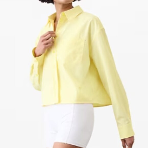Athleta Midday Cropped Shirt Performance Poplin Citron Yellow Small - Picture 1 of 8